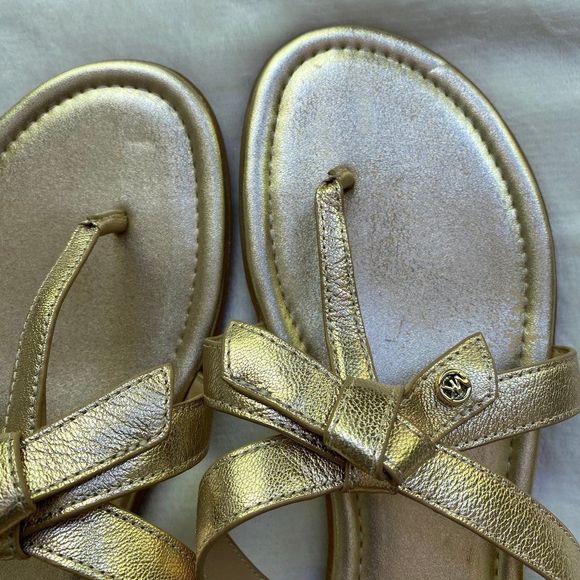 MICHAEL KORS Women Metallic Gold Bow Sandals - NEW NWOB - Picture 8 of 12